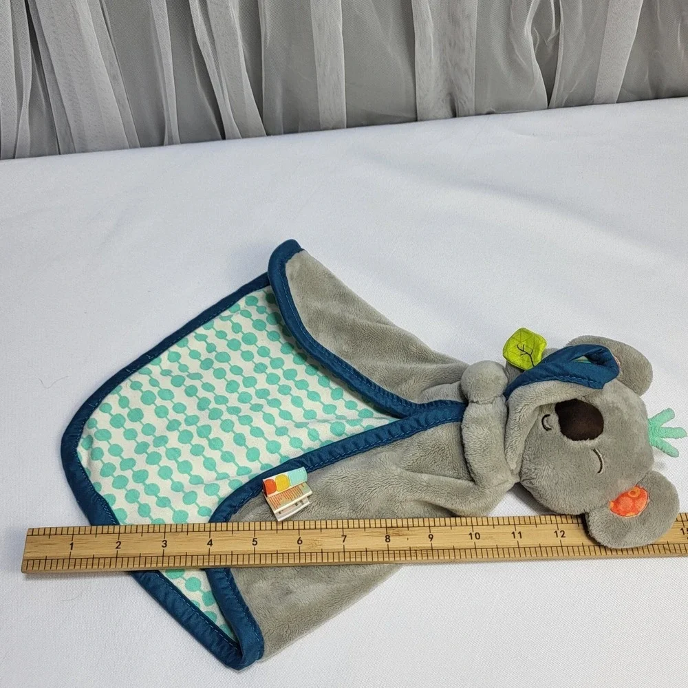 Koala Stuffed Plush Lovey Blankie Grey Aqua Blue Cuddly Bear Blanket